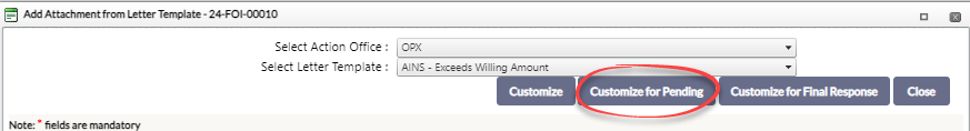 Customize for Pending Option